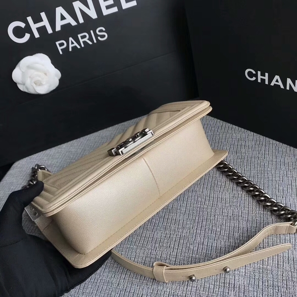 Boy Chanel Original Chevron Leather 67086 Camel