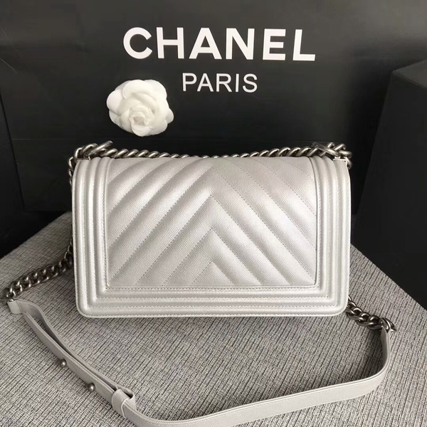 Boy Chanel Original Chevron Leather 67086 White