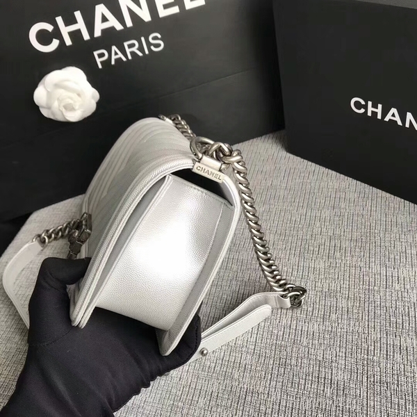 Boy Chanel Original Chevron Leather 67086 White