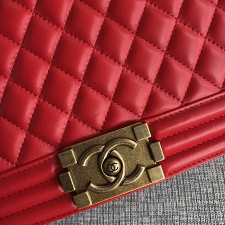 Boy Chanel Flap Shoulder Bag Red Original Sheepskin Leather A67087 Gold