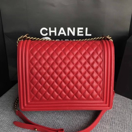 Boy Chanel Flap Shoulder Bag Red Original Sheepskin Leather A67087 Gold