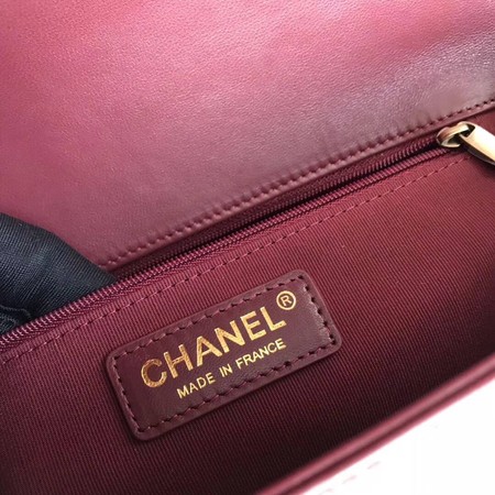 Boy Chanel Flap Shoulder Bag Wine Original Sheepskin Leather A67087 Gold