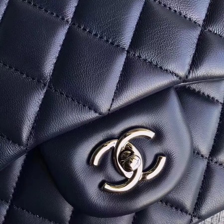 Chanel Maxi Quilted Classic Flap Bag Blue Sheepskin Leather A58601 Silver