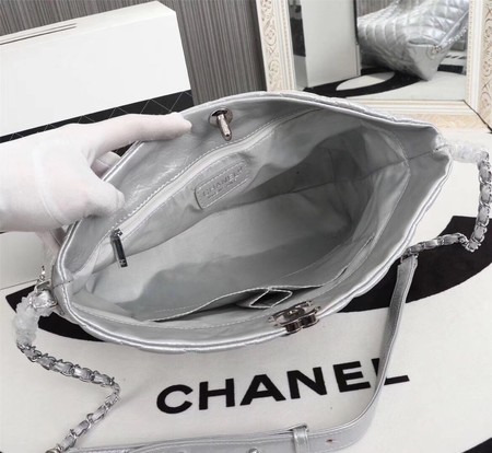 Chanel Shoulder Bag Calfskin Leather A33655 Silver