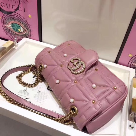 Gucci GG Marmont Small Matelasse Shoulder Bag 443497 Pink