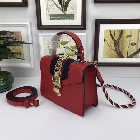 Gucci Sylvie Lather mini Bag 470270 Red