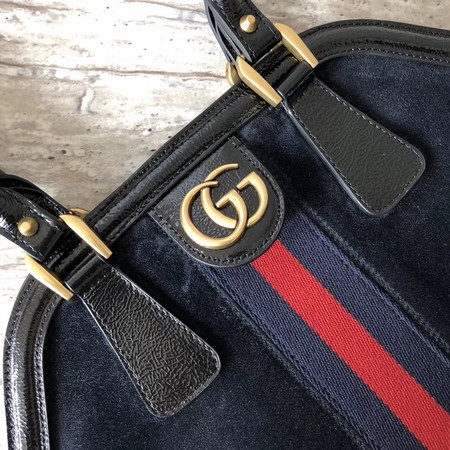 Gucci Suede Leather Top Handle Bag 501015 Black