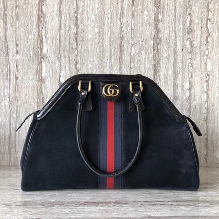 Gucci Suede Leather Top Handle Bag 501015 Black