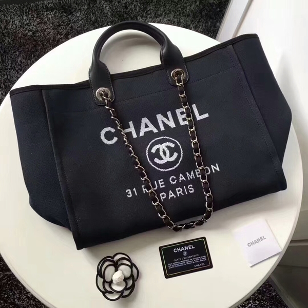 Chanel Medium Original Canvas Leather Tote Shopping Bag 66941K