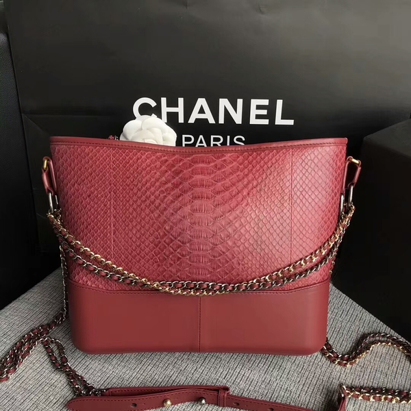 Chanel Gabrielle Shoulder Bag Original Python Leather A93842 Marroon