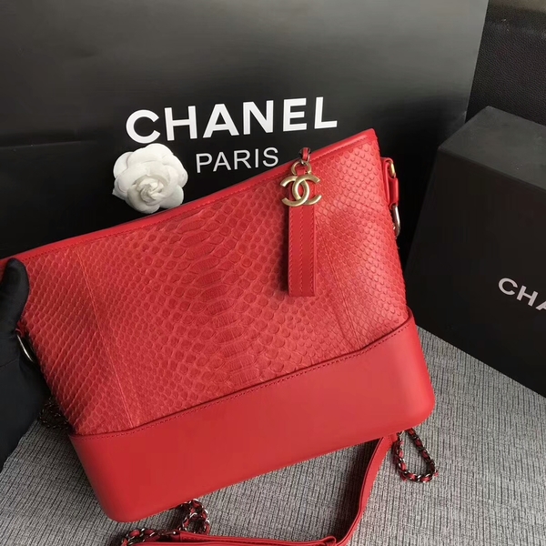 Chanel Gabrielle Shoulder Bag Original Python Leather A93842 Red