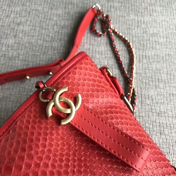 Chanel Gabrielle Shoulder Bag Original Python Leather A93842 Red