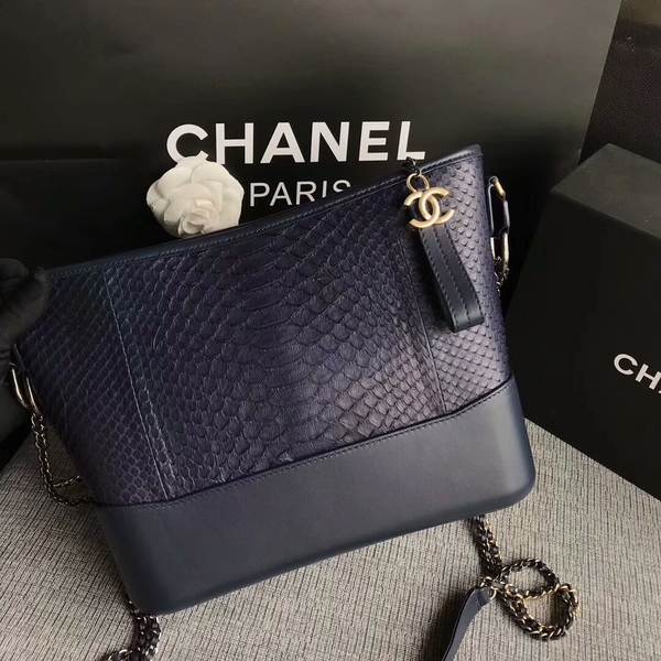 Chanel Gabrielle Shoulder Bag Original Python Leather A93842 Blue