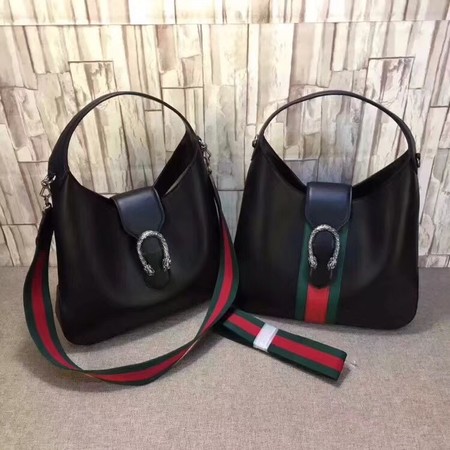 Gucci Dionysus Medium Leather Hobo Bag 446687 Black