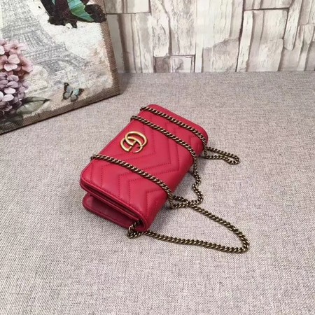 Gucci GG Marmont Embroidered Velvet Mini Bag 488426 Red