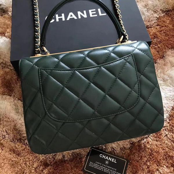 Chanel Classic Top Handle Bag Sheepskin Leather CHA2371 Deep Green