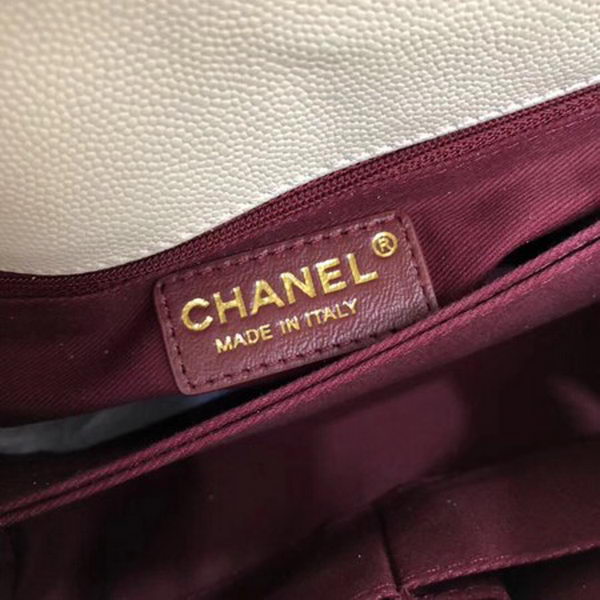 Chanel Classic Top Handle Bag White Cannage Pattern A92290 Wine