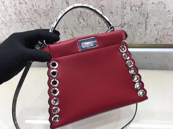 Fendi Peekaboo Mini Bag Calfskin Leather 8BN244 Red