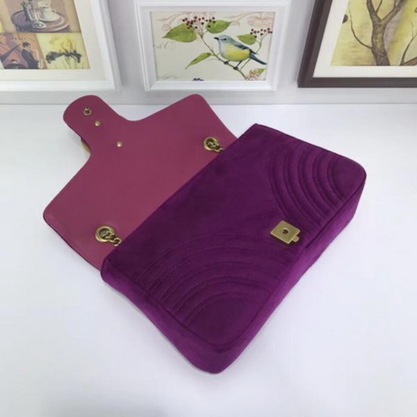 Gucci GG Marmont Embroidered Velvet Bag 443496 Purple