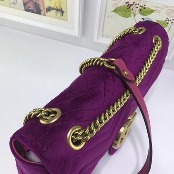 Gucci GG Marmont Embroidered Velvet Bag 443496 Purple