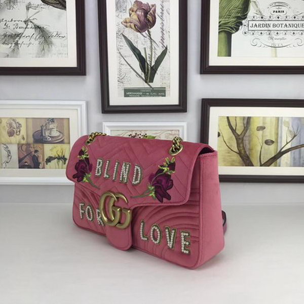 Gucci GG Marmont Medium Velvet Shoulder Bag 443496 Pink