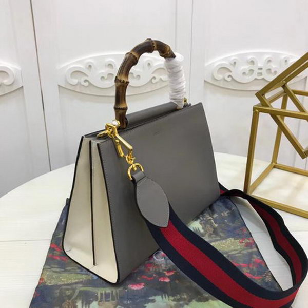 Gucci Nymphaea Leather Top Handle Bag 459076 Grey