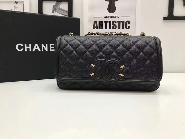 Chanel Original Cannage Pattern Shoulder Bag 66870 Black