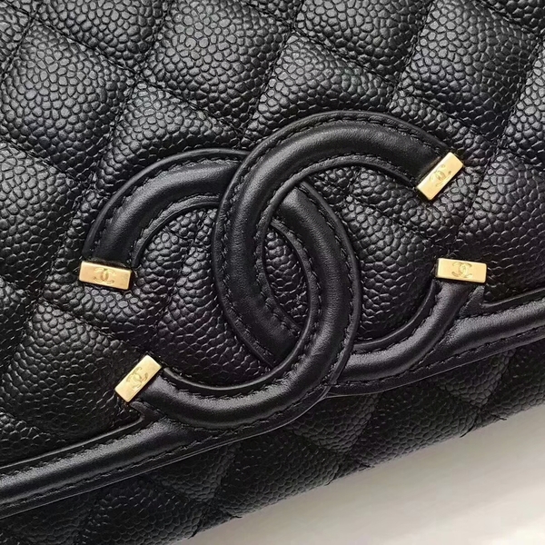 Chanel Original Cannage Pattern Shoulder Bag 66870 Black