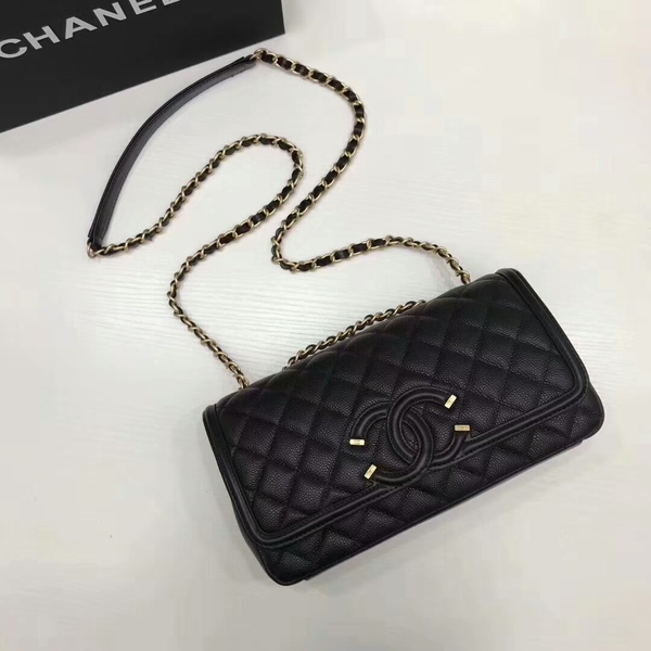 Chanel Original Cannage Pattern Shoulder Bag 66870 Black