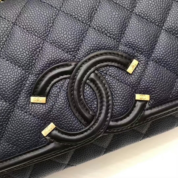 Chanel Original Cannage Pattern Shoulder Bag 66870 Blue