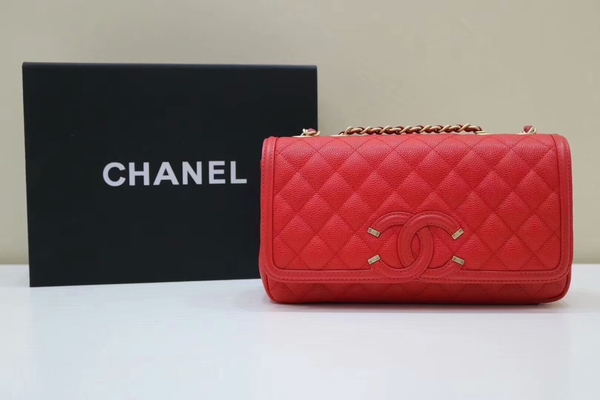 Chanel Original Cannage Pattern Shoulder Bag 66870 Red