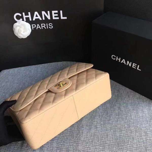 Chanel Flap Shoulder Bags Camel Original Calfskin Leather CF1113 Gold