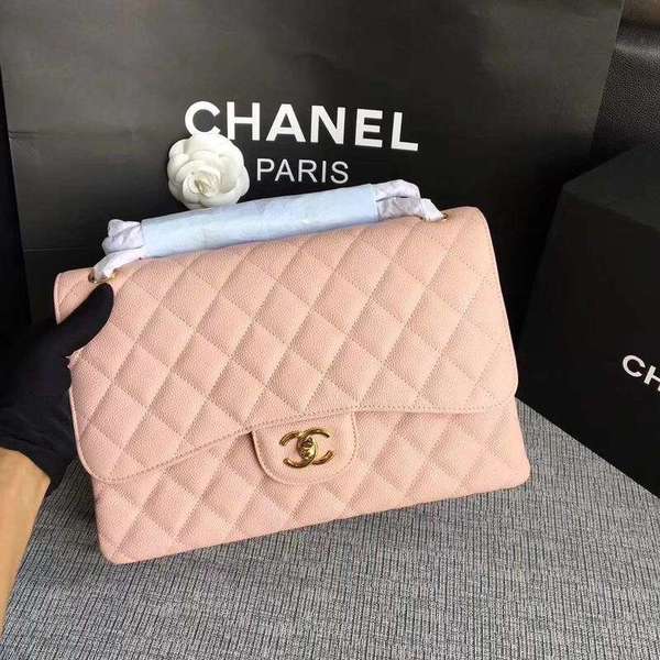 Chanel Flap Shoulder Bags Pink Original Calfskin Leather CF1113 Gold