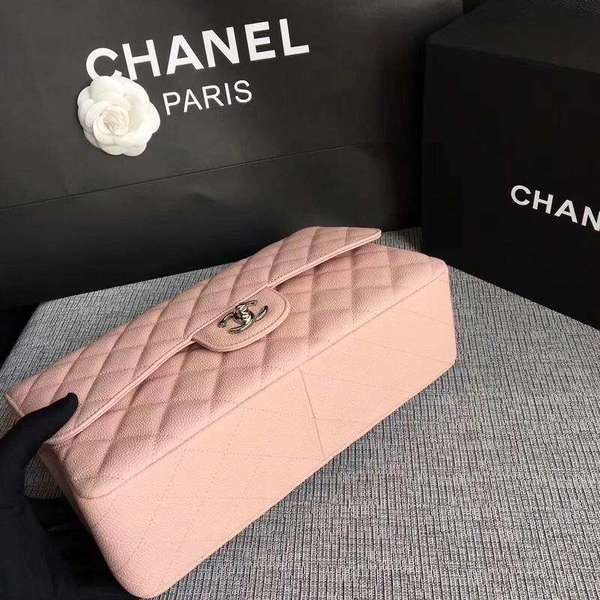 Chanel Flap Shoulder Bags Pink Original Calfskin Leather CF1113 Silver