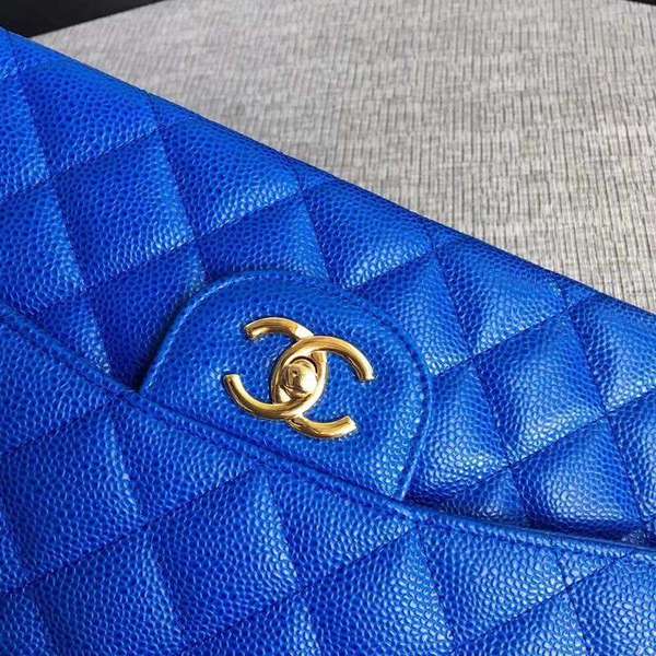 Chanel Flap Shoulder Bags Blue Original Calfskin Leather CF1113 Gold