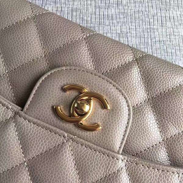 Chanel Flap Shoulder Bags Grey Original Calfskin Leather CF1113 Gold