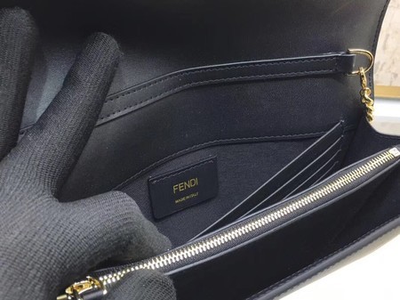 Fendi Calfskin Leather Flap Shoulder Bag 3326 Black