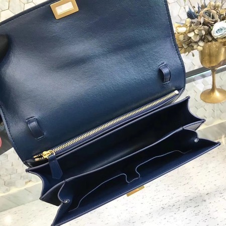 Celine Classic Box Flap Bag Original Calfskin Leather 5698 Dark Blue