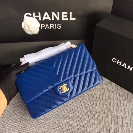 Chanel Flap Shoulder Bag Blue Original Sheepskin Leather CF1112V Gold