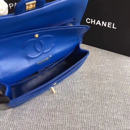 Chanel Flap Shoulder Bag Blue Original Sheepskin Leather CF1112V Gold