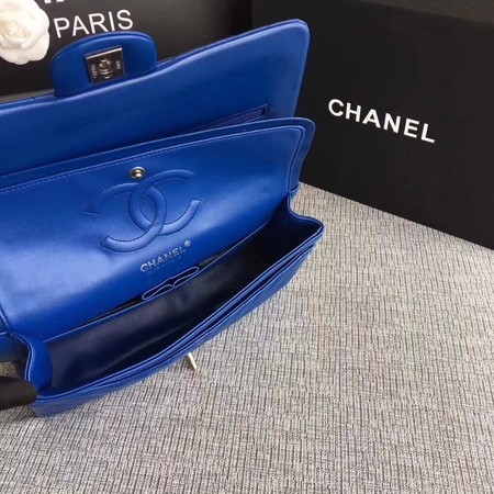 Chanel Flap Shoulder Bag Blue Original Sheepskin Leather CF1112V Silver