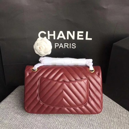 Chanel Flap Shoulder Bag Wine Original Sheepskin Leather CF1112V Gold