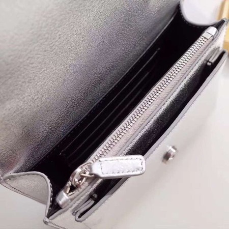 Yves Saint Laurent Calfskin Leather Shoulder Bag 452157 Silver