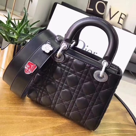 Dior Lucky Badges Original Sheepskin Leather Bag 88034 Black