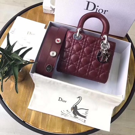 Dior Lucky Badges Original Sheepskin Leather Bag 88034 Red