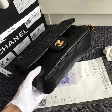 Chanel Goat Veins Shoulder Bag 1112C Black