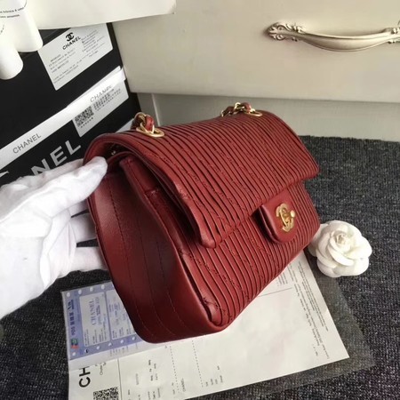 Chanel Goat Veins Shoulder Bag 1112C Red