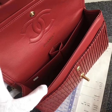 Chanel Goat Veins Shoulder Bag 1112C Red