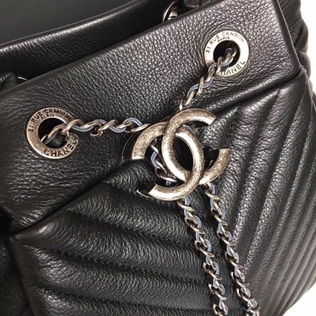 Chanel Original Sheepskin Leather Tote Bag 3696 Black