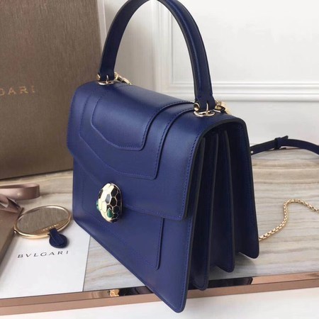 BVLGARI Original Calfskin Leather Tote Bag 3781 Blue